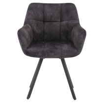 Jordan Charcoal Fabric Dining Chairs With Metal Frame In Pair