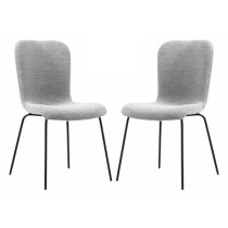 Ontario Light Grey Fabric Dining Chairs With Black Frame In Pair