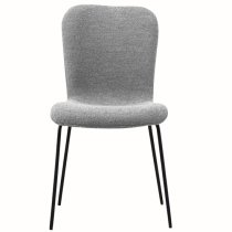 Ontario Light Grey Fabric Dining Chairs With Black Frame In Pair