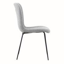 Ontario Light Grey Fabric Dining Chairs With Black Frame In Pair