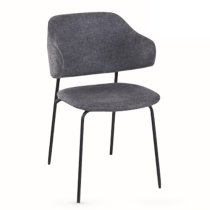 Benson Dark Grey Fabric Dining Chairs With Black Frame In Pair