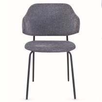 Benson Dark Grey Fabric Dining Chairs With Black Frame In Pair