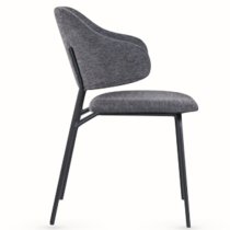 Benson Dark Grey Fabric Dining Chairs With Black Frame In Pair