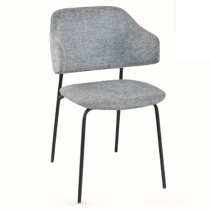 Benson Light Grey Fabric Dining Chairs With Black Frame In Pair