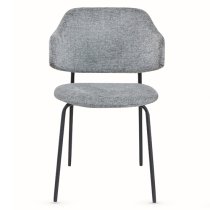 Benson Light Grey Fabric Dining Chairs With Black Frame In Pair