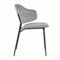 Benson Light Grey Fabric Dining Chairs With Black Frame In Pair