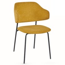 Benson Mustard Fabric Dining Chairs With Black Frame In Pair