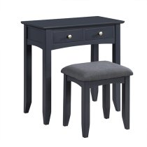 Lenox Wooden Dressing Table With Stool In Off Black