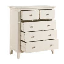 Lenox Wooden Chest Of 5 Drawers In Ivory