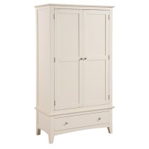 Lenox Wooden Wardrobe With 2 Doors 1 Drawer In Ivory