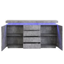 Odessa Sideboard With 2 Door 4 Drawer In Concrete Effect And LED