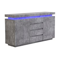 Odessa Sideboard With 2 Door 4 Drawer In Concrete Effect And LED