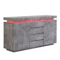 Odessa Sideboard With 2 Door 4 Drawer In Concrete Effect And LED