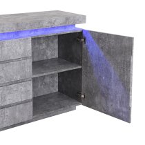 Odessa Sideboard With 2 Door 4 Drawer In Concrete Effect And LED