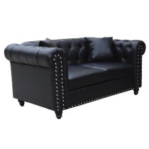 Oaxaca Faux Leather 3+2 Seater Sofa Set In Black