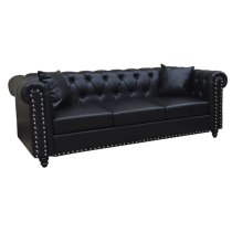 Oaxaca Faux Leather 3+2 Seater Sofa Set In Black