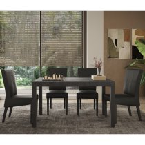 Edison Wooden Dining Table 140cm In Lead Grey Dark Metal Legs