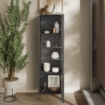 Edison Wooden Display Cabinet 1 Door In Lava Clay Mercury Oak