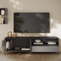 Edison Wooden TV Stand Large 2 Doors 1 Drawer In Lead Slate Effect