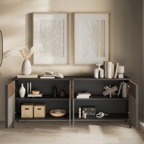 Edison Wooden Sideboard 4 Doors In Lava Clay Mercury Oak