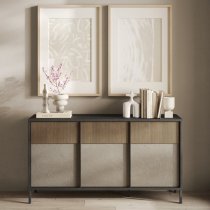 Edison Wooden Sideboard 3 Doors In Lava Clay Mercury Oak