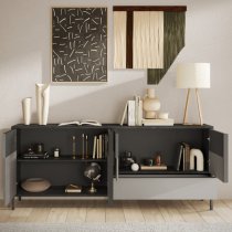 Edison Wooden Sideboard 4 Doors 1 Drawer In Lead Slate Effect