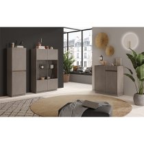 Flores Wooden Storage Cabinet 2 Doors In Bronze And Dark Oak