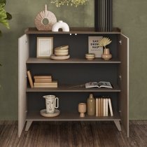 Tavira Wooden Storage Cabinet 2 Doors In Dark Oak And Bronze