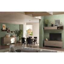 Tavira Wooden TV Stand With 3 Doors In Dark Oak And Bronze