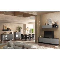 Tavira Wooden TV Stand 4 Doors In Slate Effect And Lead Grey