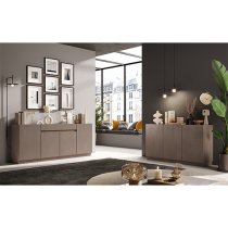 Flores Wooden Sideboard 4 Doors 1 Drawer In Bronze And Dark Oak