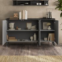 Tavira Wooden Sideboard 3 Doors In Slate Effect And Lead Grey