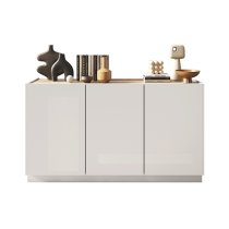 Flores High Gloss Sideboard With 3 Doors In White And Light Oak