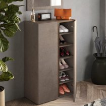 Flint Wooden Shoe Cabinet Narrow 2 Doors In Bronze Mercury Oak