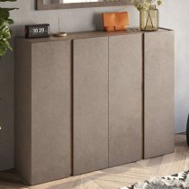 Flint Wooden Shoe Cabinet With Mirror In Bronze And Mercury Oak