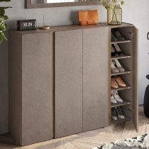 Flint Wooden Shoe Cabinet With Mirror In Bronze And Mercury Oak