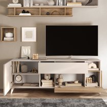 Milan Wooden TV Stand Small With 2 Doors In Cashmere Cadiz Oak