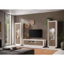 Soller Wooden TV Stand 2 Doors 1 Drawer In Cashmere Walnut