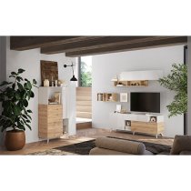 Milan High Gloss TV Stand Small With 2 Doors In White Cadiz Oak