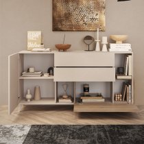 Milan Wooden Sideboard 2 Doors 2 Drawers In Cashmere Cadiz Oak