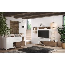 Milan High Gloss Sideboard 2 Doors 2 Drawers In White Walnut