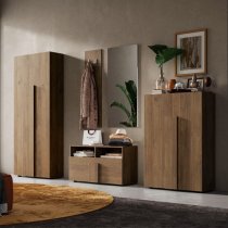 Jining Wooden Coat Hanger Cabinet With 2 Doors In Mercury Oak