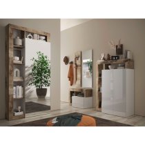 Hanmer High Gloss Coat Hanger Cabinet 2 Doors In White Pear