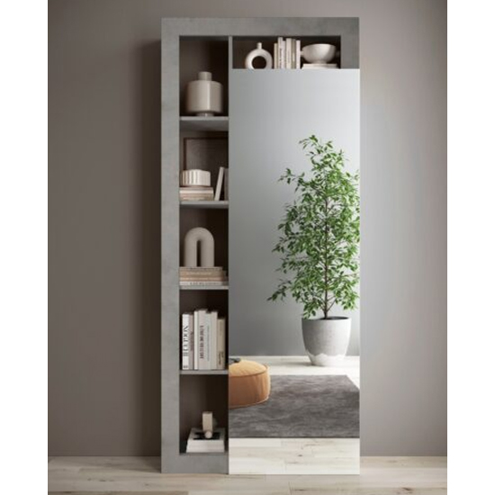 Hanmer High Gloss Coat Hanger Cabinet 2 Doors In White Concrete