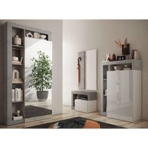 Hanmer High Gloss Coat Hanger Cabinet 2 Doors In White Concrete