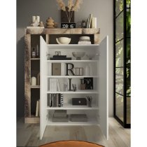 Hanmer High Gloss Shoe Storage Cabinet 2 Doors In White Pear