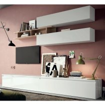 Biloxi High Gloss Entertainment Unit In White And Cadiz Oak