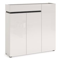 Belfort High Gloss Shoe Cabinet 3 Doors In White And Slate Grey