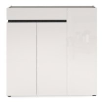 Belfort High Gloss Shoe Cabinet 3 Doors In White And Slate Grey