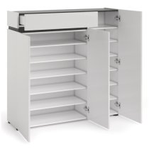 Belfort High Gloss Shoe Cabinet 3 Doors In White And Slate Grey